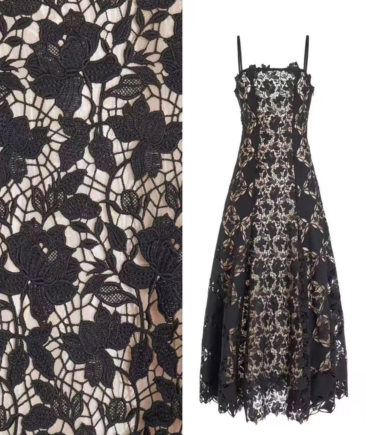 Black floral embroidered dress